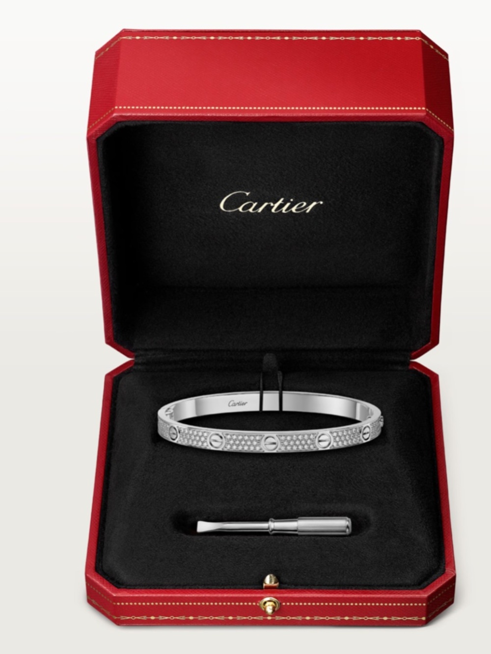 Handmade LOVE BRACELET, MEDIUM MODEL, PAVED natural Diamonds,  Aftermarket